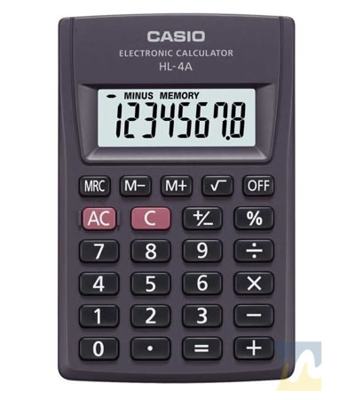 Ver Información de Calculadora  8 Dgitos de Bolsillo Casio HL-4A en MegaOffice.com.ve