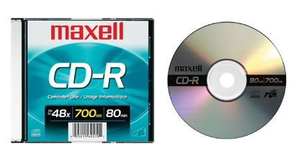 CD-R Virgen Maxell 48X 700 MB 80 Min con Cartula