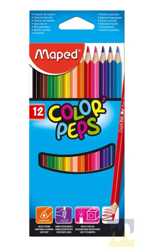 Creyones de Madera 12 Colores Maped en MegaOffice.com.ve