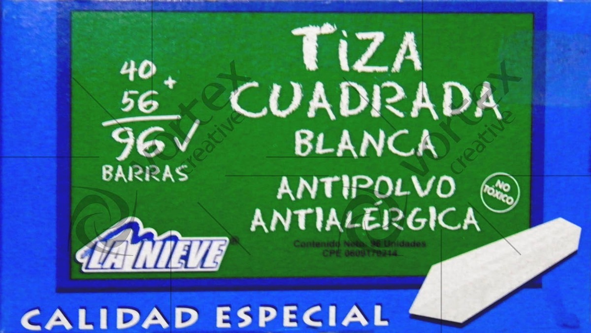 Tiza Cuadrada La Nieve Blanca x 96