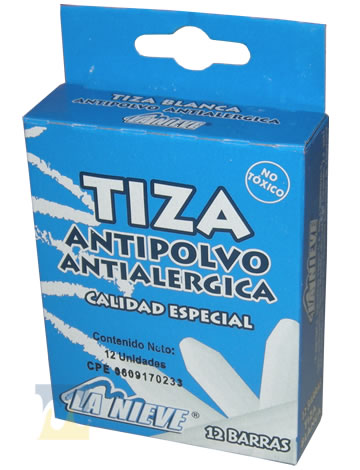 Tiza Antipolvo La Nieve Blanca x 12